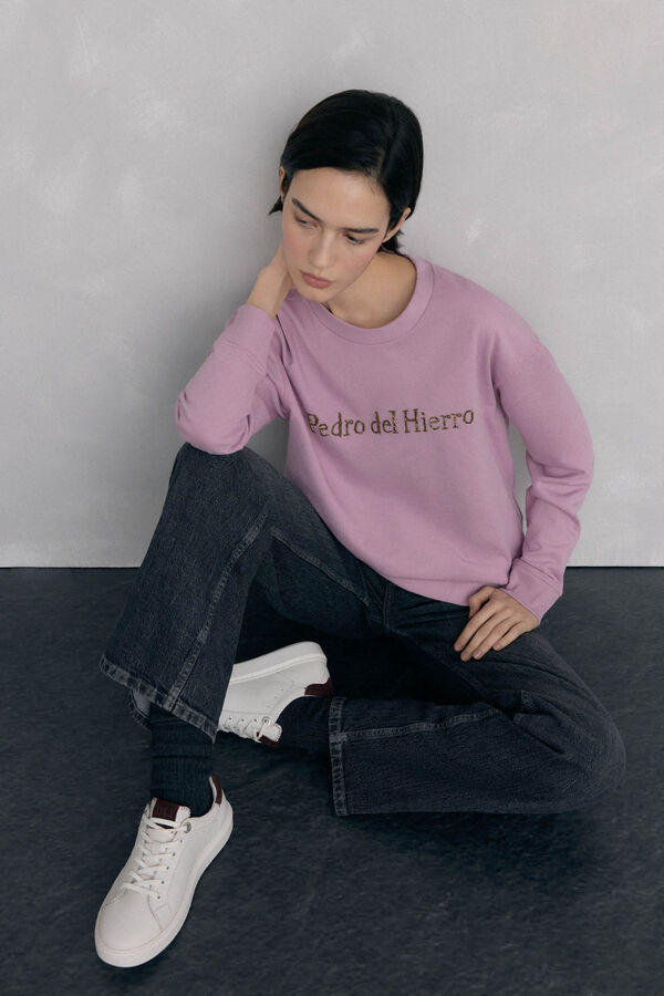 Pedro del Hierro Rhinestone logo sweatshirt Purple