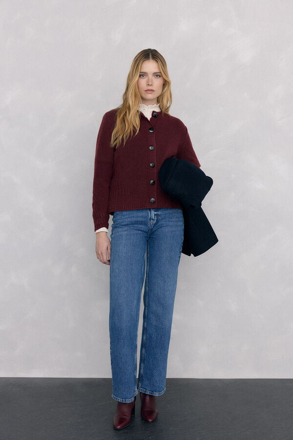 Pedro del Hierro jersey-knit jacket with cross-knit details Burgundy