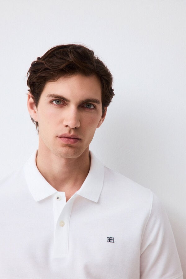 Pedro del Hierro Piqu&eacute; slim fit polo shirt White