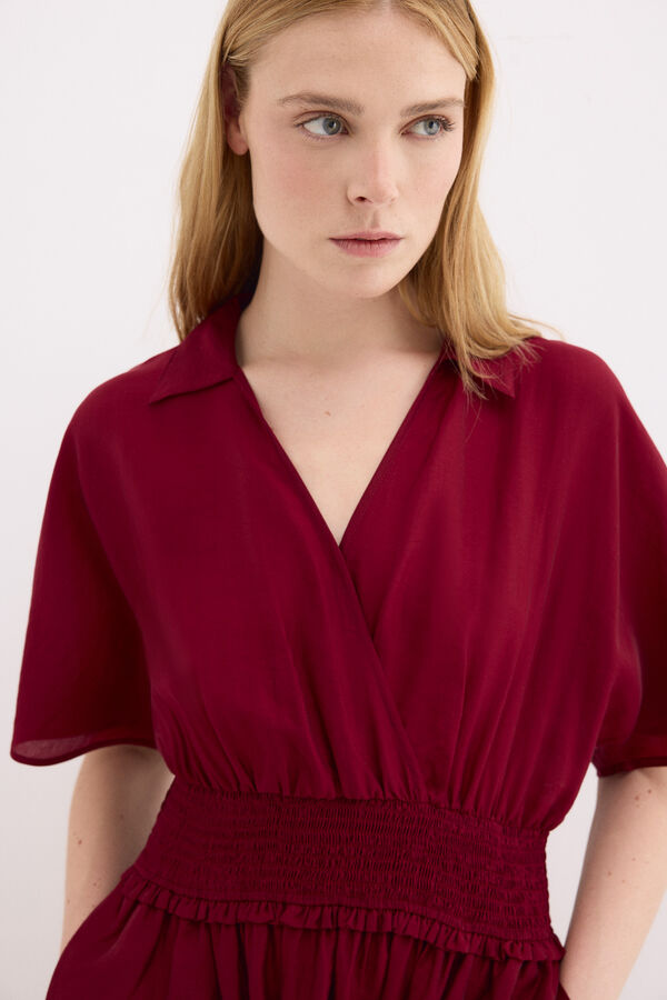 Pedro del Hierro Gathered waist detail midi dress Burgundy