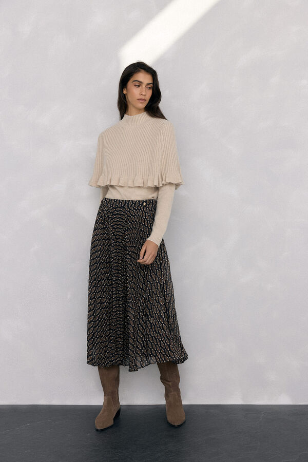 Pedro del Hierro Double jersey and cape garment with ruffle detail Ecru