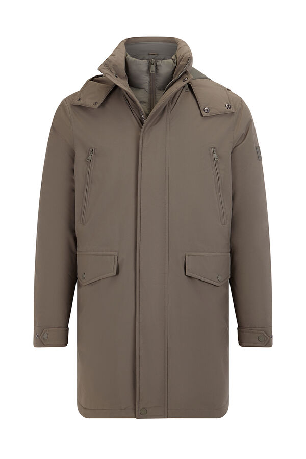Pedro del Hierro Long parka with hood and views Green