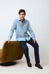 Pedro del Hierro Denim Italian chambray fabric shirt Blue