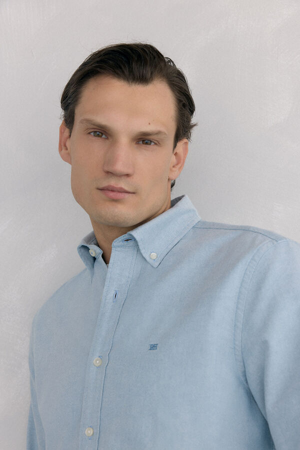 Pedro del Hierro Iconic plain oxford shirt Turquoise