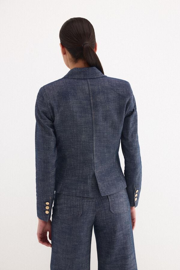 Pedro del Hierro Blazer crop efecto denim Azul