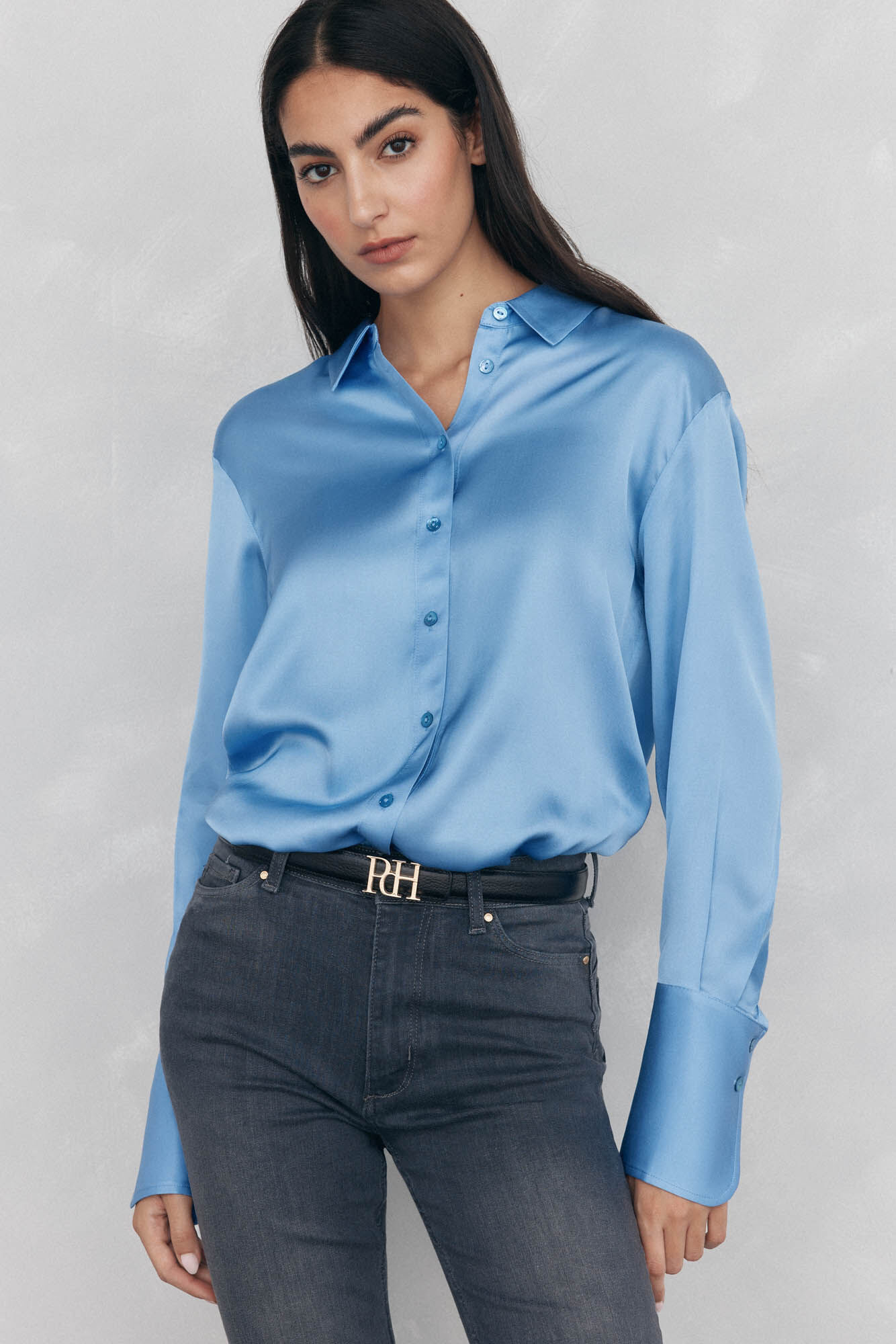 Pedro del Hierro Plain satin shirt