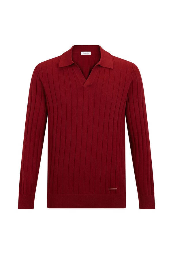 Pedro del Hierro Premium structured cotton silk cashmere jersey Burgundy