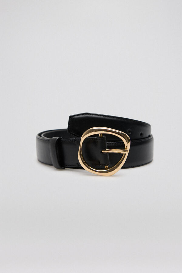 Pedro del Hierro Black belt with gold buckle Black