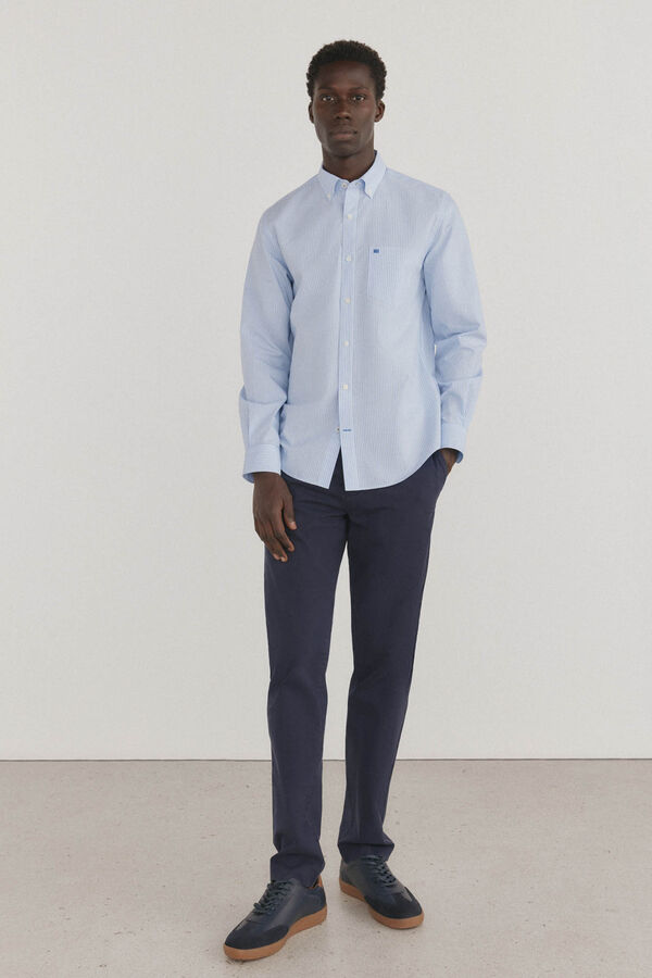 Pedro del Hierro Non iron + stain resistant striped shirt Blue