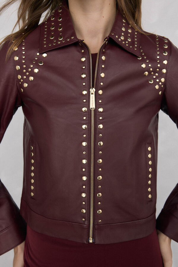 Pedro del Hierro Studded napa jacket Coral