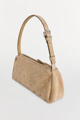 Pedro del Hierro Studded leather shoulder bag Ecru
