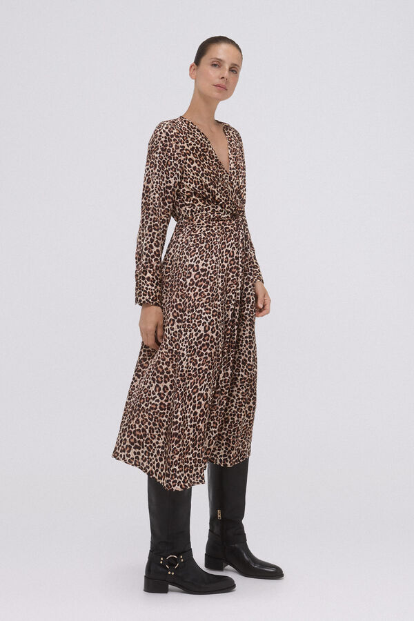 Pedro del Hierro Print knot dress Brown