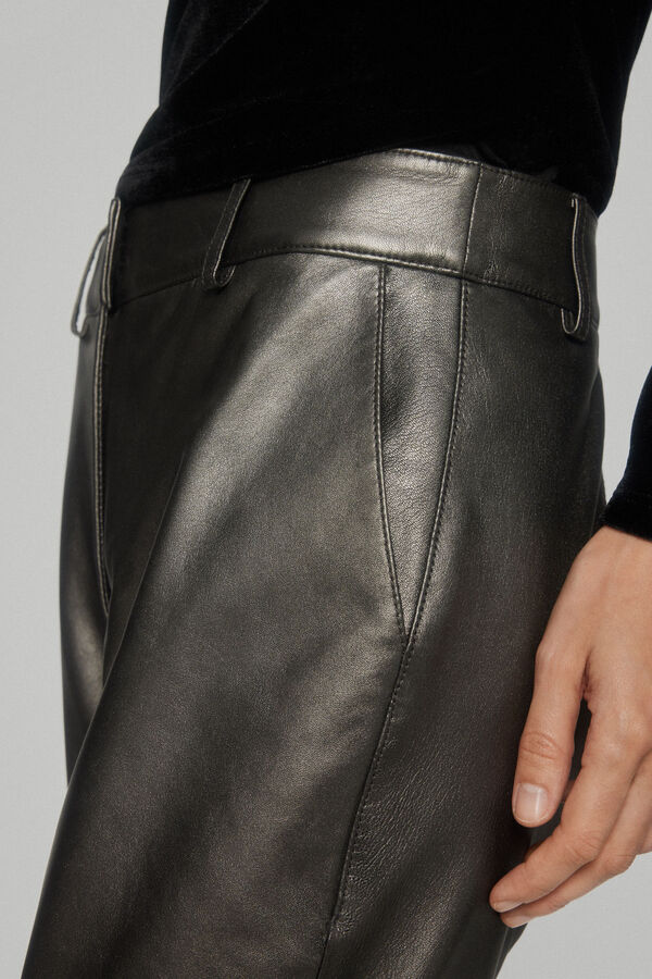 Pedro del Hierro Flared leather trousers Grey