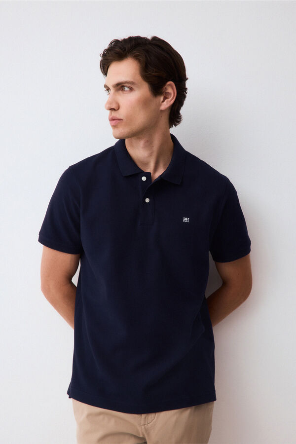 Pedro del Hierro Piqu&eacute; basic polo shirt Blue
