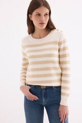 Pedro del Hierro Basic two-tone striped jumper Beige