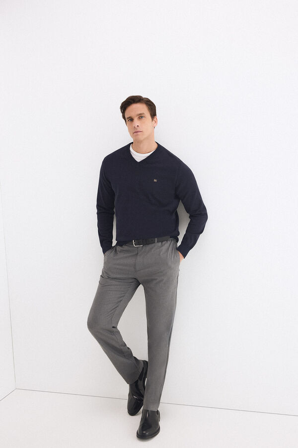 Pedro del Hierro Jersey punto algod&oacute;n premium cuello pico Azul