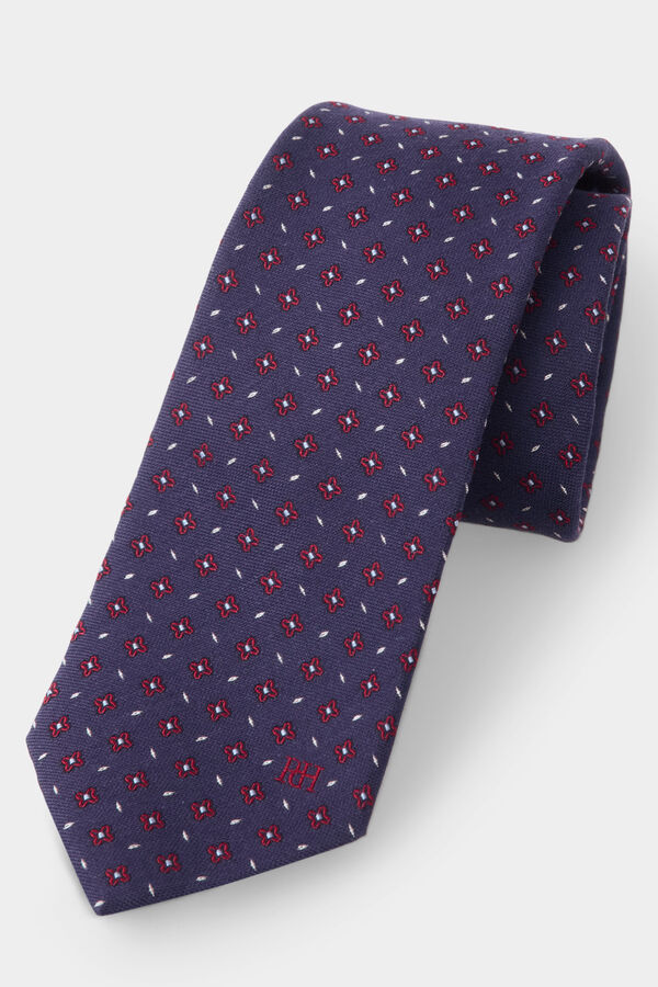 Pedro del Hierro Extra-fine silk tie Blue