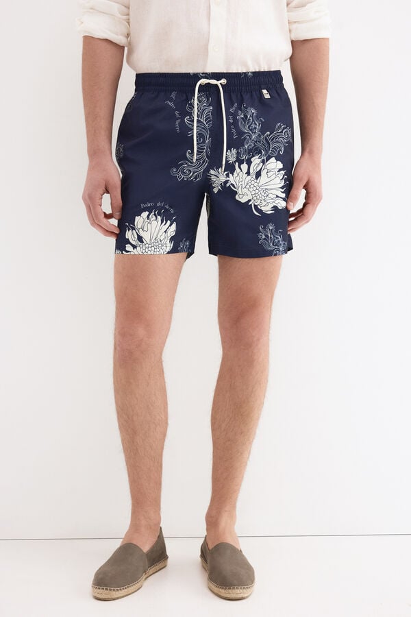 Pedro del Hierro Large floral print swimwear Blue