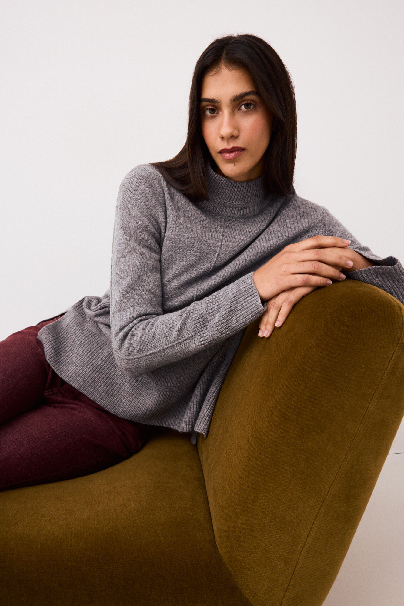 Pedro del Hierro Wool funnel neck jumper with central seam
