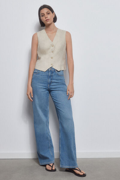Pedro del Hierro Wide leg full length trousers with 5 pockets Blue