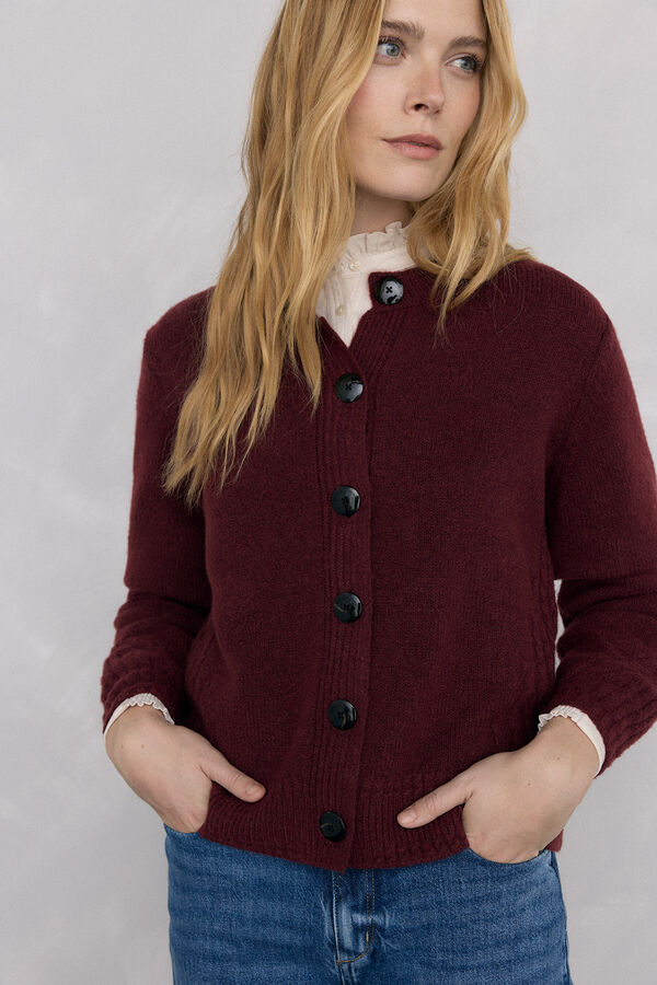 Pedro del Hierro jersey-knit jacket with cross-knit details Burgundy