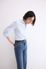 Pedro del Hierro Striped basic easy iron shirt Blue