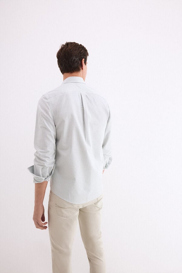 Pedro del Hierro Non-iron stain-resistant gingham print shirt Green