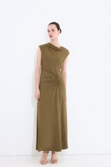 Pedro del Hierro Fitted ruched sleeveless dress Green