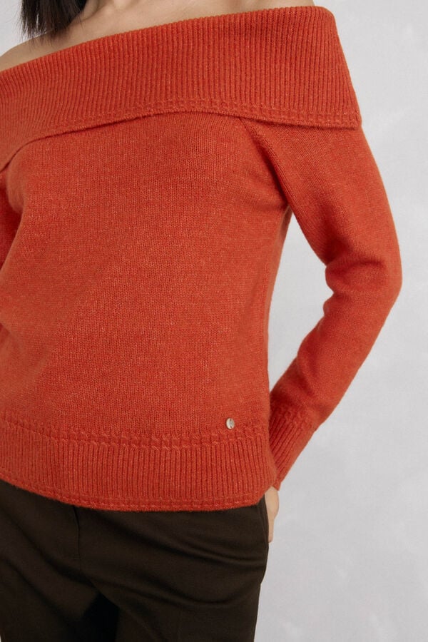 Pedro del Hierro Wrap neck sweater Orange