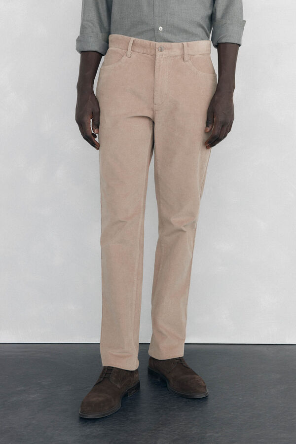 Pedro del Hierro Calças de veludo slim fit com 5 bolsos Beige