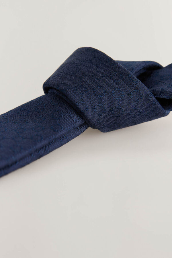 Pedro del Hierro Natural silk tie Blue