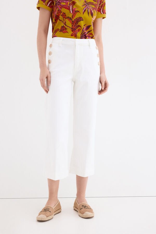 Pedro del Hierro Wide leg capri jeans Ecru