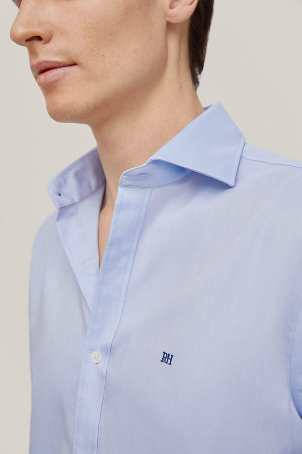 Pedro del Hierro Camisa vestir pinpoint liso non iron + antimanchas Azul