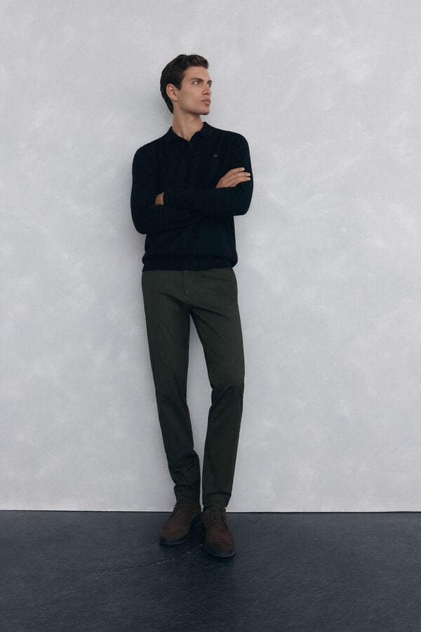 Pedro del Hierro Slim-fit print chinos pants Green
