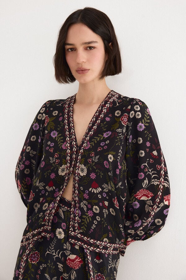 TFP by Tamara Falc&oacute; Border print blouse Black