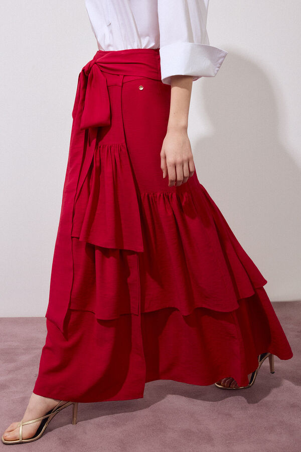 Pedro del Hierro Falda larga volantes Rojo