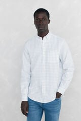 Pedro del Hierro Brushed Oxford Check Shirt Blue