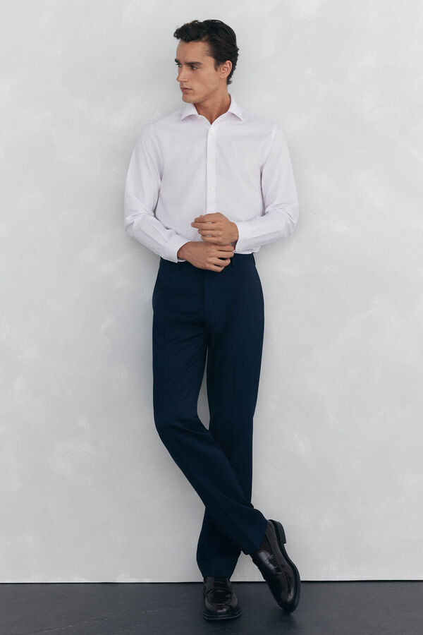 Pedro del Hierro Camisa aos quadrados non iron + antimanchas Rosa