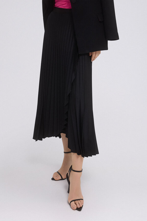 TFP by Tamara Falcó Pleated wrap skirt Black