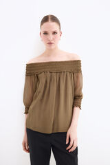 Pedro del Hierro Gummed chiffon blouse Green