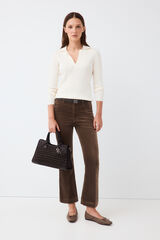 Pedro del Hierro Velvet flare cropped trousers Brown