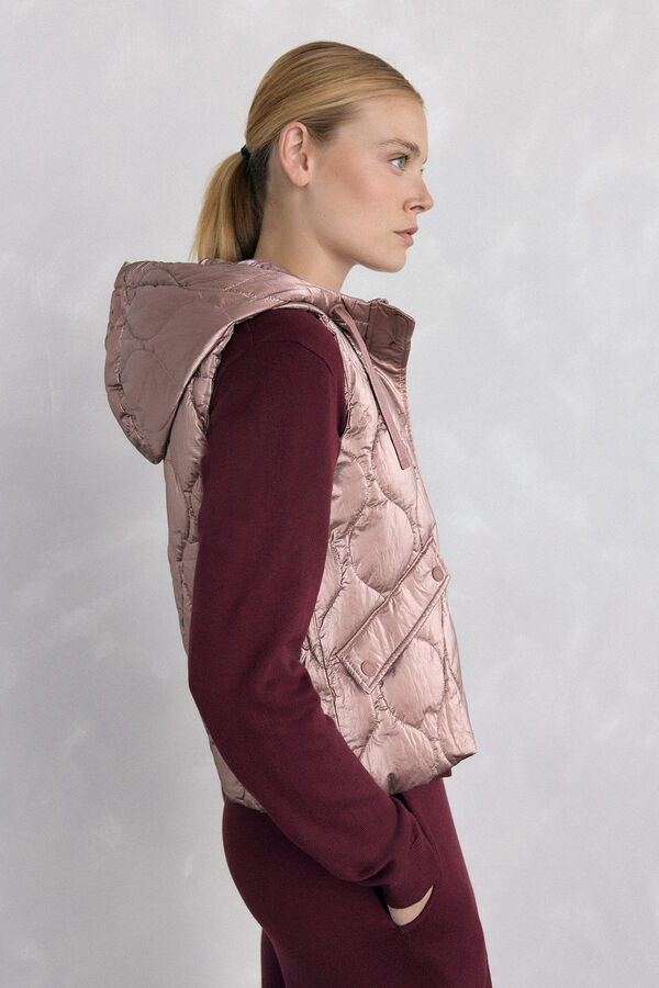 Pedro del Hierro Quilted hooded gilet Pink