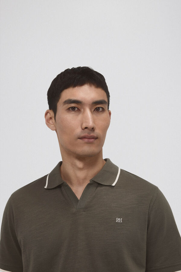 Pedro del Hierro Open neck polo Green