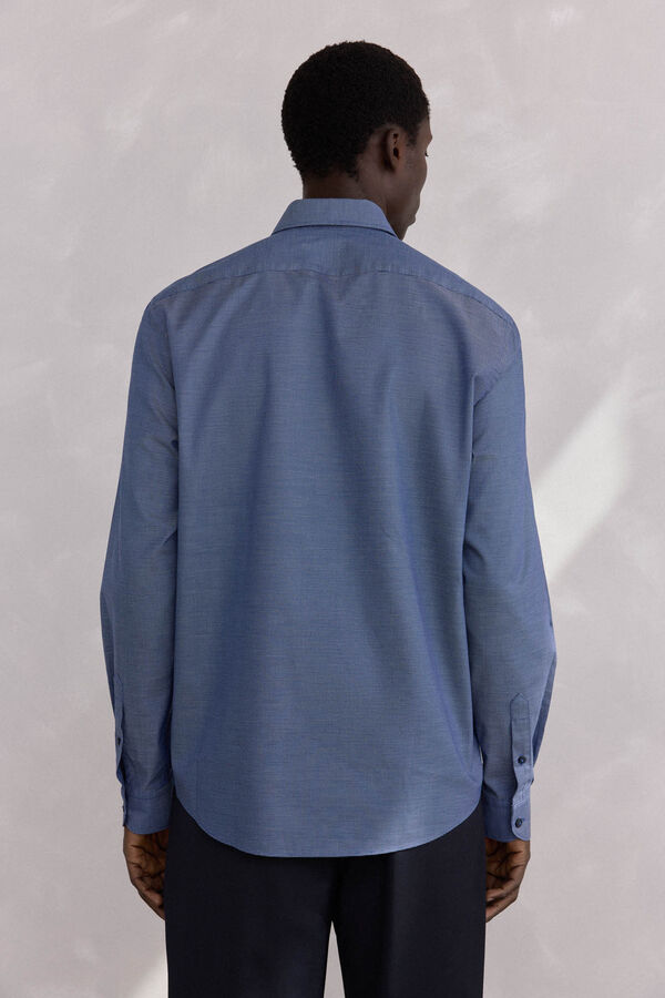 Pedro del Hierro Easy-iron structured shirt + anti-odor slim fit Blue