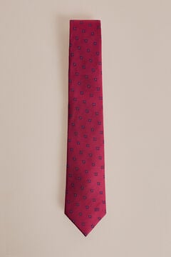 Pedro del Hierro Geometric motif silk tie Pink