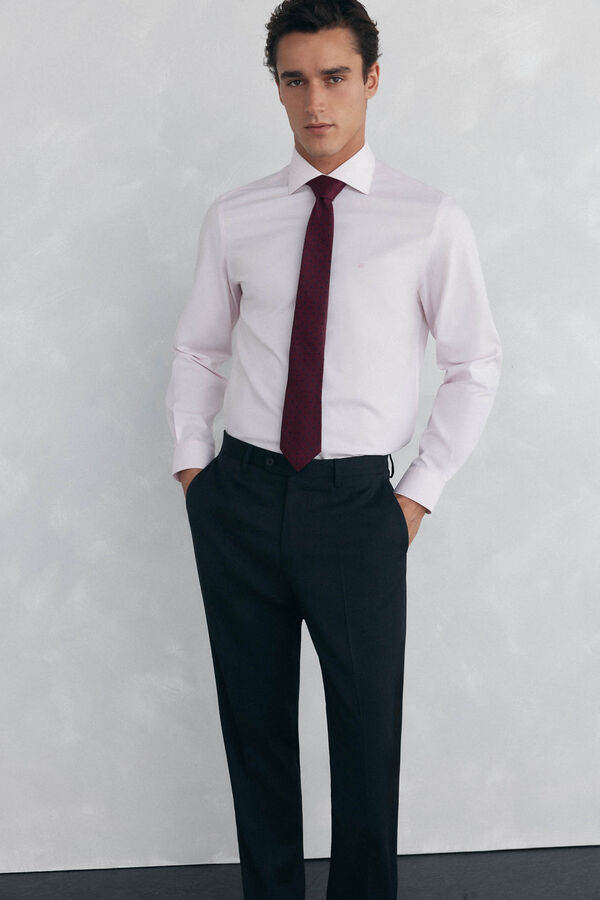Pedro del Hierro Camisa social lisa que não pode ser passada a ferro + resistente a manchas Rosa