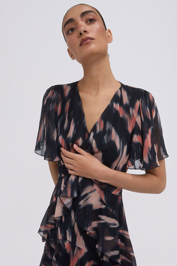 Pedro del Hierro Midi dress with ruffles Grey