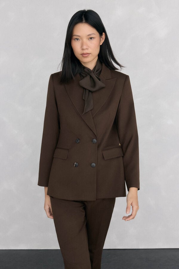 Pedro del Hierro Chocolate double-breasted blazer Brown