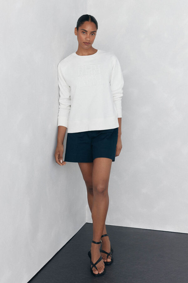 Pedro del Hierro Sweatshirt lisa algodão Ecru