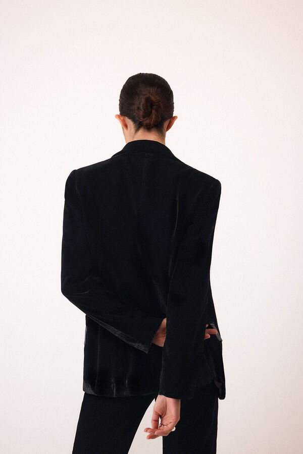 Pedro del Hierro Velvet and satin blazer Black